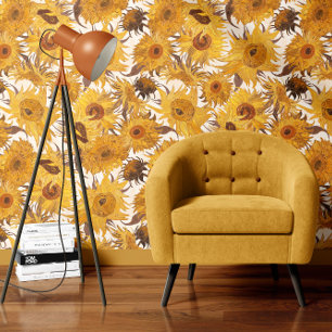 Vincent Van Gogh Sunflowers Cream Yellow Wallpaper