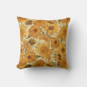 Vincent Van Gogh Sunflowers Pale Yellow Olive Cushion