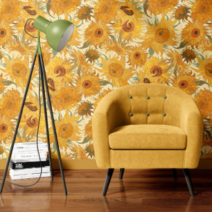 Vincent Van Gogh Sunflowers Pale Yellow Wallpaper