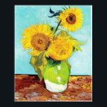 Vincent van Gogh Sunflowers Vase First Turquoise Poster<br><div class="desc">Vincent van Gogh Sunflowers Vase First Version Turquoise Background,  August 1888,  Oil on Canvas</div>