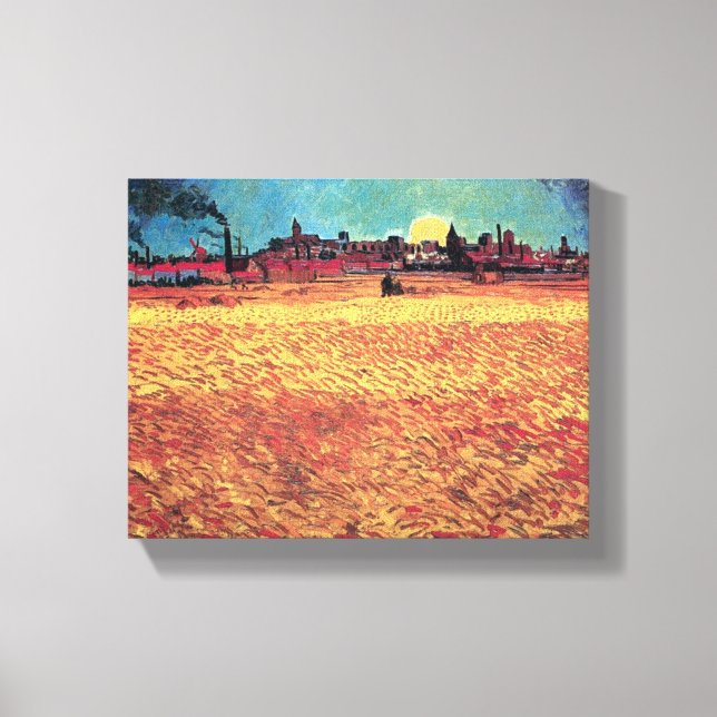 Vincent Van Gogh - Sunset On Wheat Fields Fine Art Canvas Print (Front)