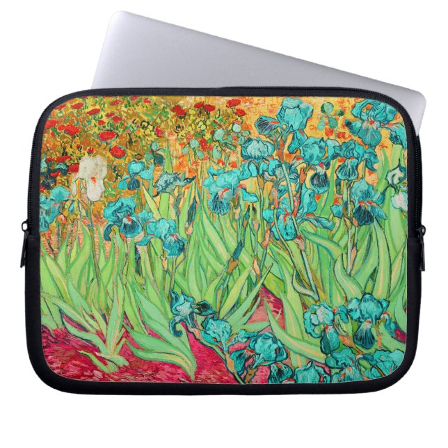vincent van gogh teal irises laptop sleeve (Front)