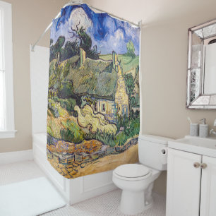 Vincent Van Gogh - Thatched Cottages at Cordeville Shower Curtain