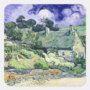 Vincent van Gogh Thatched cottages at Cordeville Square Sticker