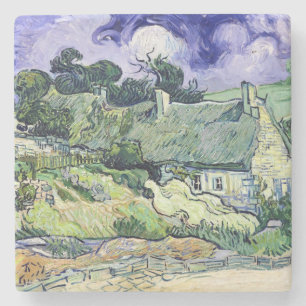 Vincent van Gogh Thatched cottages at Cordeville Stone Coaster