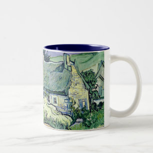 Vincent van Gogh   Thatched cottages at Cordeville Two-Tone Coffee Mug