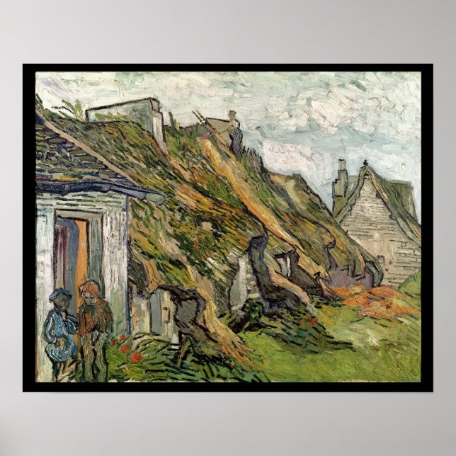 Vincent van Gogh | Thatched Cottages in Chaponval Poster (Front)
