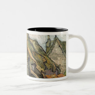 Vincent van Gogh Thatched Cottages in Chaponval Two-Tone Coffee Mug