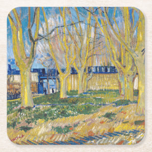 Vincent van Gogh - The Blue Train Square Paper Coaster