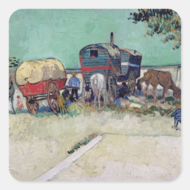 Vincent van Gogh | The Caravans, Gypsy Encampment Square Sticker (Front)