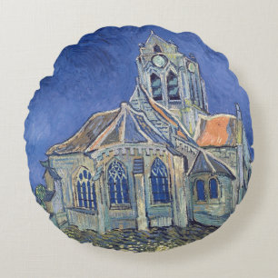 Vincent van Gogh The Church at Auvers-sur-Oise Round Cushion