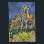 Vincent van Gogh - The Church at Auvers Tea Towel<br><div class="desc">The Church at Auvers (1890) by Vincent van Gogh is a vintage Post Impressionism fine art architectural religious painting. A woman walking along a path towards the village chapel with beautiful stained glass windows. A daily life architecture scene. About the artist: Vincent Willem van Gogh (1853-1890) was a Post Impressionist...</div>