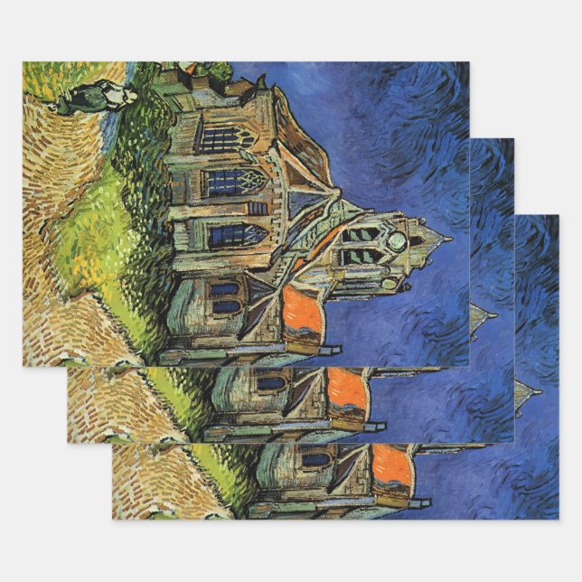 Vincent van Gogh - The Church at Auvers Wrapping Paper Sheet (Set)