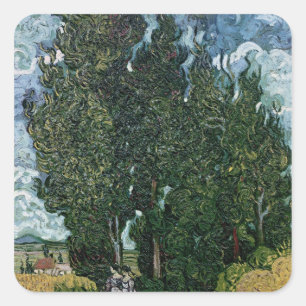 Vincent van Gogh The cypresses, c.1889-90 Square Sticker