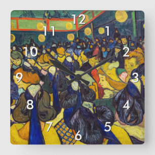 Vincent van Gogh - The Dance Hall in Arles Square Wall Clock