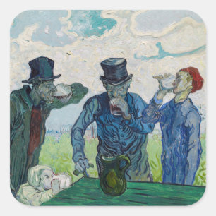 Vincent van Gogh - The Drinkers, after Daumier Square Sticker