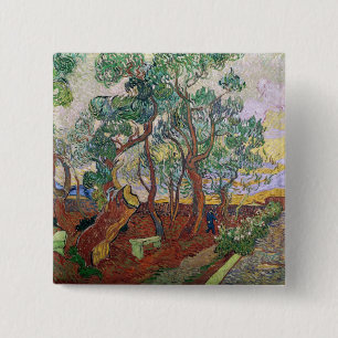 Vincent van Gogh   The Garden of St. Paul Hospital 15 Cm Square Badge