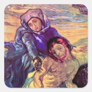 Vincent Van Gogh - The Pieta - Jesus & Virgin Mary Square Sticker