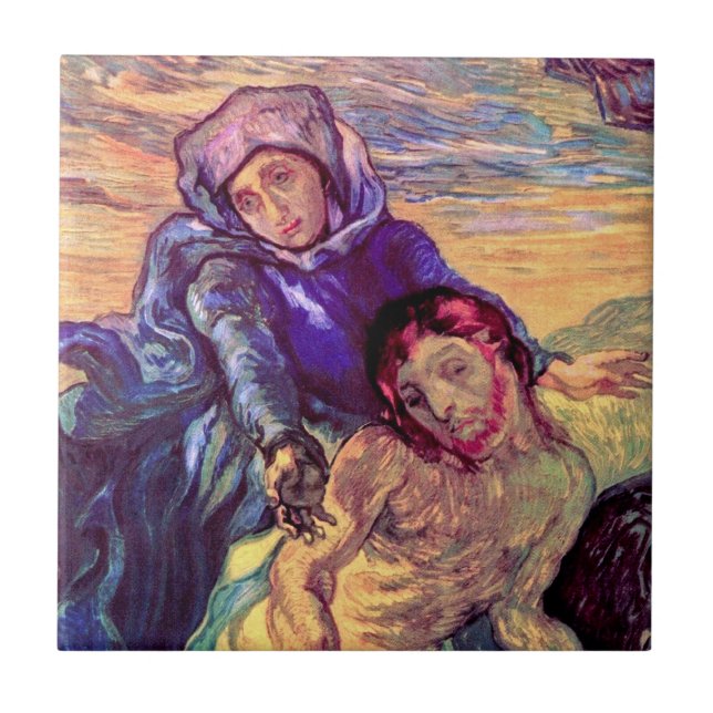 Vincent Van Gogh - The Pieta - Jesus & Virgin Mary Tile (Front)