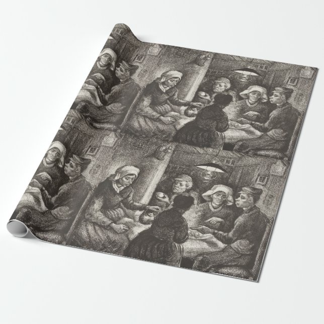 Vincent Van Gogh The Potato Eaters lithograph Wrapping Paper (Unrolled)