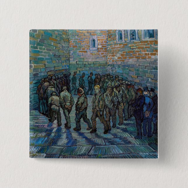 Vincent van Gogh - The Prison Courtyard 15 Cm Square Badge (Front)