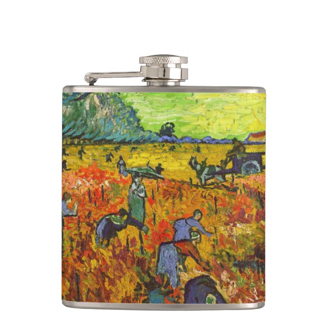 Vincent van Gogh - The Red Vineyard Hip Flask (Front)