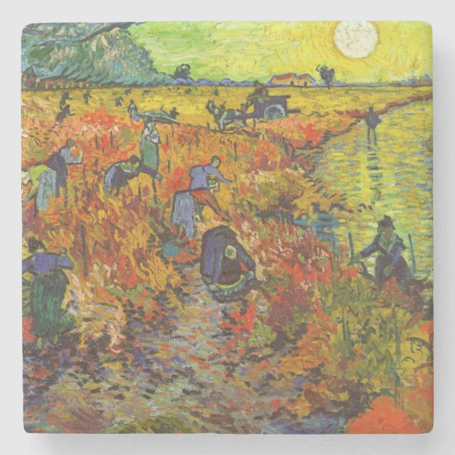Vincent van Gogh - The Red Vineyard Stone Coaster (Front)