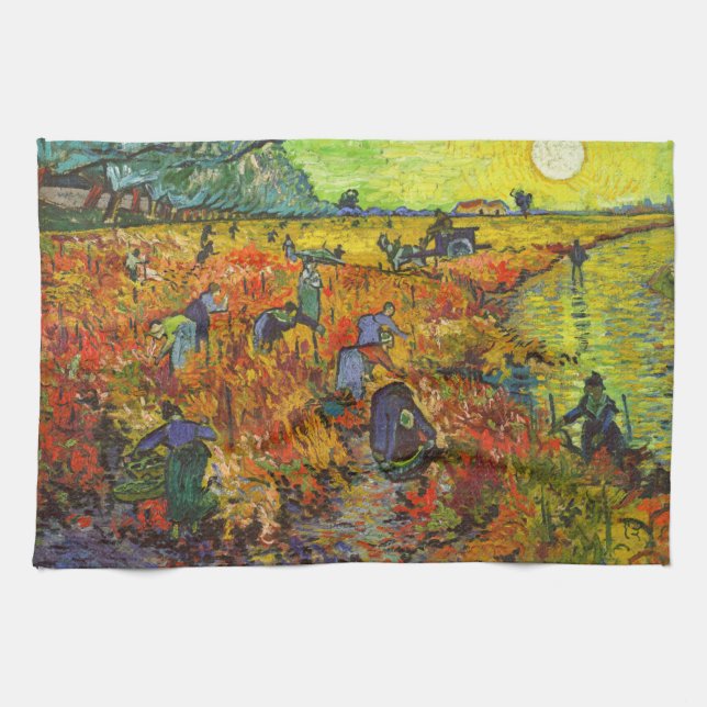 Vincent van Gogh - The Red Vineyard Tea Towel (Horizontal)