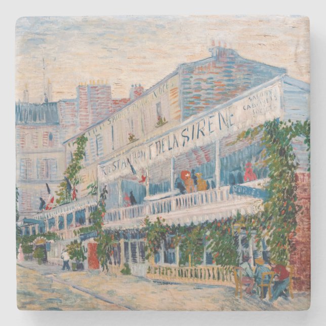 Vincent van Gogh - The Restaurant de la Sirene Stone Coaster (Front)