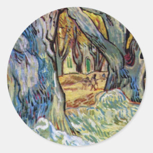 Vincent Van Gogh - The Road Menders - Fine Art Classic Round Sticker