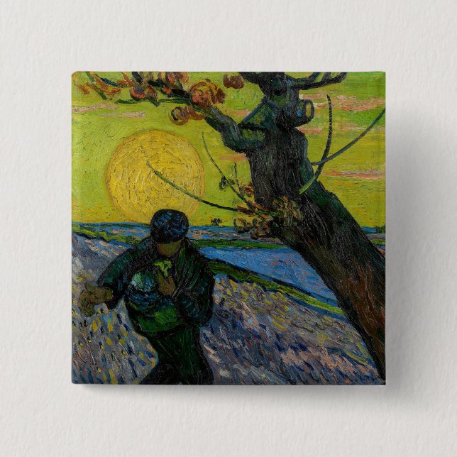 Vincent van Gogh - The Sower 15 Cm Square Badge (Front)