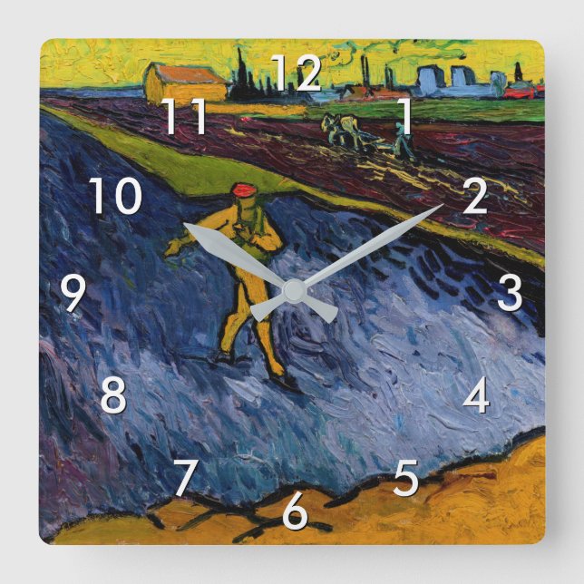 Vincent van Gogh - The Sower: Outskirts of Arles Square Wall Clock (Front)