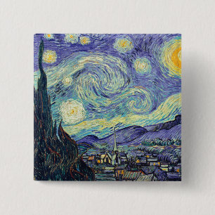 Vincent Van Gogh The Starry Night 15 Cm Square Badge
