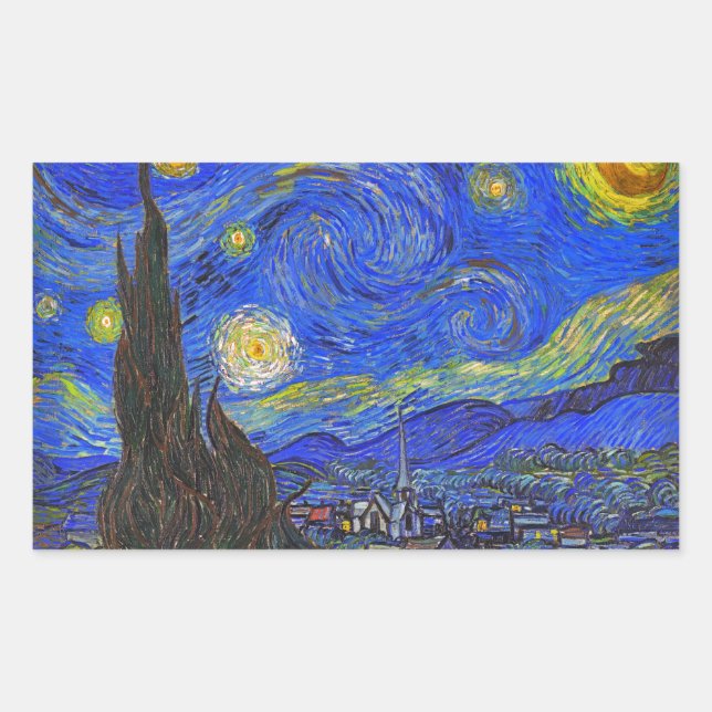 Vincent van Gogh - The Starry Night (1889) Rectangular Sticker (Front)