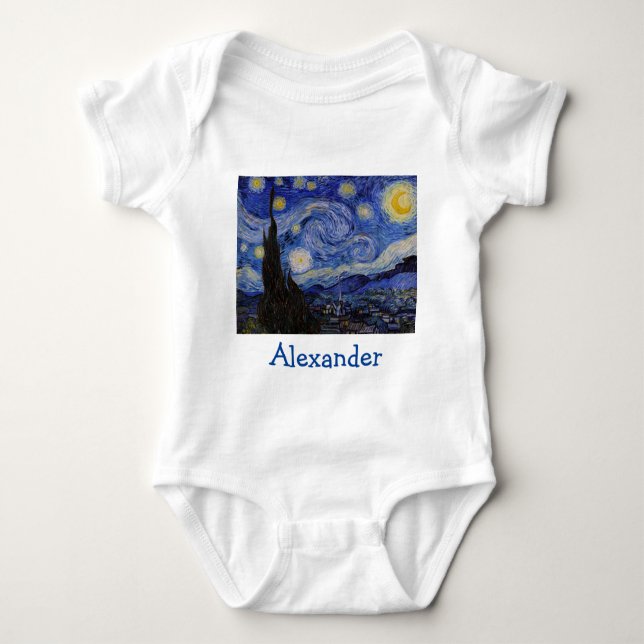 Vincent Van Gogh - The Starry night Baby Bodysuit (Front)