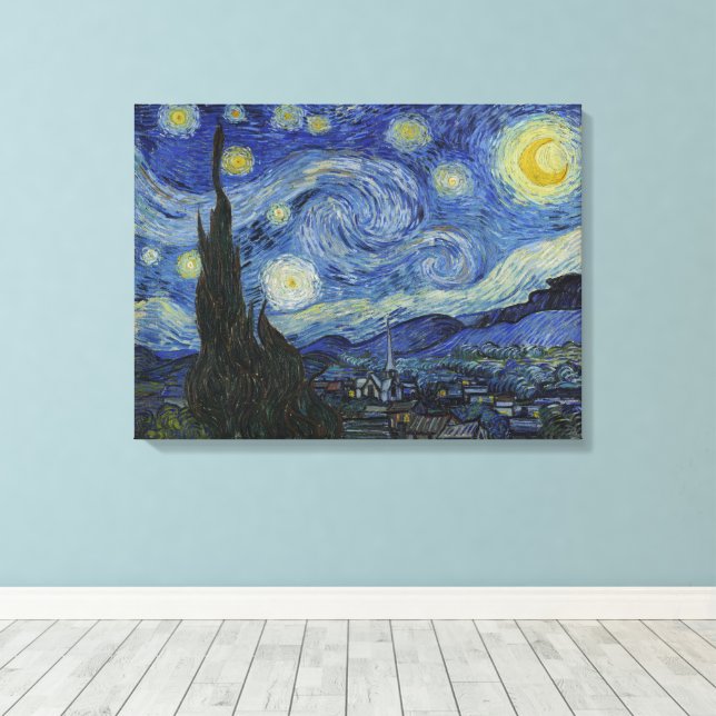 Vincent Van Gogh, The Starry Night Canvas Print (Insitu(Wood Floor))