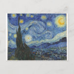 Vincent van Gogh | The Starry Night, June 1889 Postcard<br><div class="desc">VAN GOGH->Post-Impressionist, stars, star, nocturne, landscape, church spire, moon, moonlight, tree, sky, cosmic, St, Remy, Provence, French, Saint-Remy, Post-Impressionism, iconic\\The Starry Night,  June 1889 (oil on canvas),  Gogh,  Vincent van (1853-90) / Museum of Modern Art,  New York,  USA / The Bridgeman Art Library | Image Collection Number: XOS702746</div>