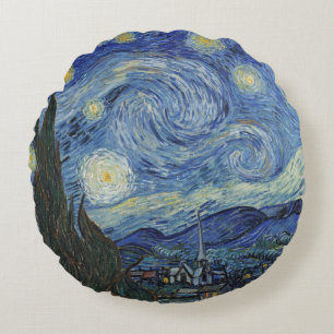 Vincent van Gogh   The Starry Night, June 1889 Round Cushion