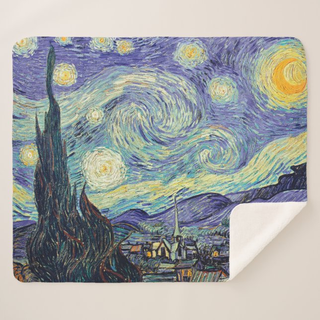Vincent Van Gogh The Starry Night  Sherpa Blanket (Front (Horizontal))