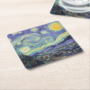 Vincent Van Gogh/ The Starry Night Square Paper Coaster