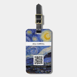 Vincent Van Gogh - The Starry Night with QR Code Luggage Tag
