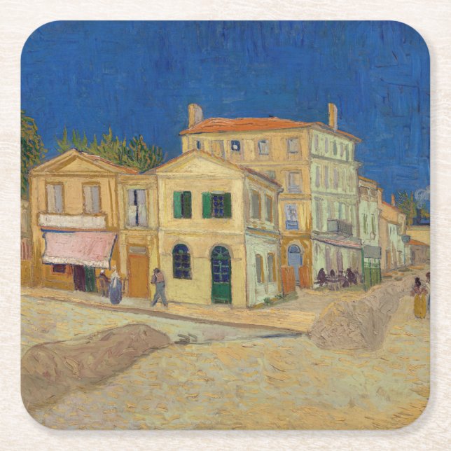 Vincent van Gogh - The Yellow House / The Street Square Paper Coaster (Front)
