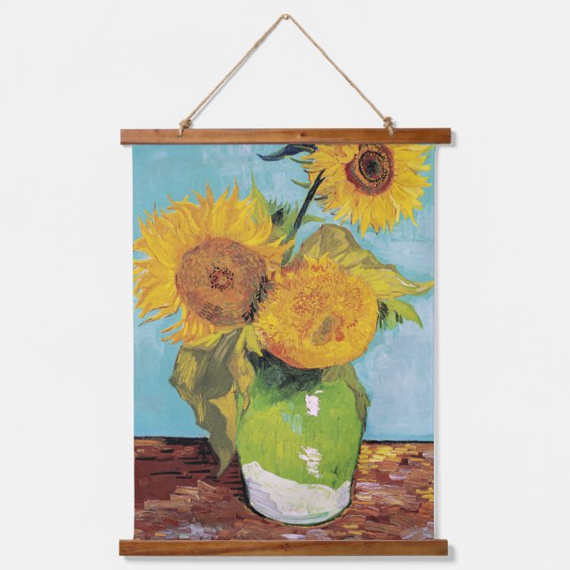 Vincent Van Gogh - Three Sunflowers in a Vase Hanging Tapestry (Front)