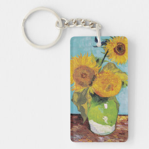 Vincent Van Gogh - Three Sunflowers in a Vase Key Ring