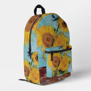 Vincent Van Gogh - Three Sunflowers in a Vase Printed Backpack