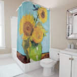Vincent Van Gogh - Three Sunflowers in a Vase Shower Curtain<br><div class="desc">Three Sunflowers in a Vase / Vase avec trois tournesols - Vincent Van Gogh,  August 1888 - Sunflowers 1888 first version (F453)</div>