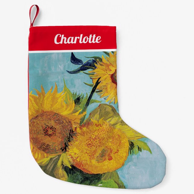 Vincent Van Gogh - Three Sunflowers in a Vase Small Christmas Stocking (Front)