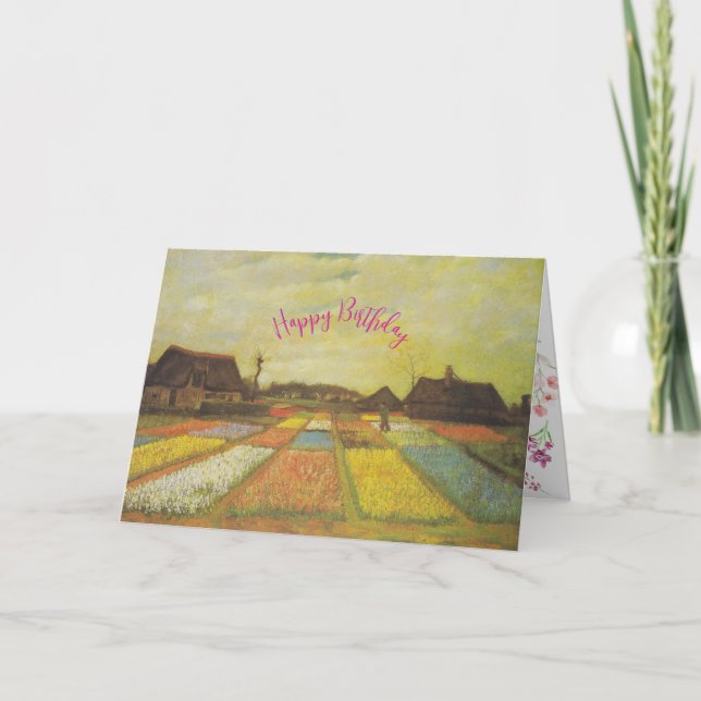 Vincent Van Gogh Tulip Fields Custom Birthday Card (Front)