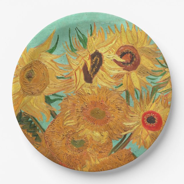 Vincent Van Gogh Twelve Sunflowers In A Vase Paper Plate (Front)