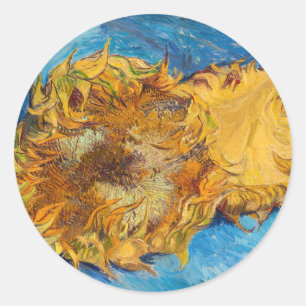 Vincent van Gogh - Two Cut Sunflowers Classic Round Sticker